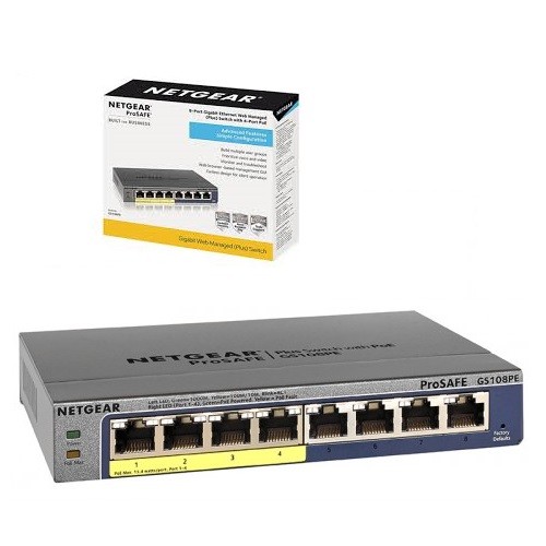 Netgear GS108PE 8-Port ProSafe Gigabit Manage Plus Desktop Switch (4-Port PoE + 4 Port Normal)